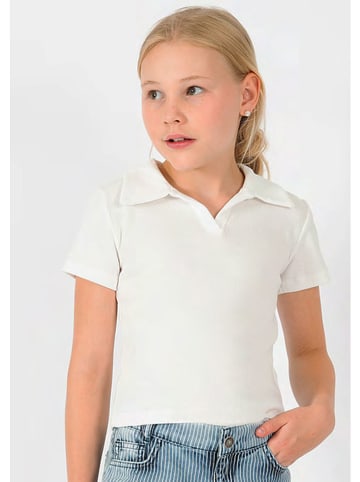 Blue Effect Poloshirt in Weiß