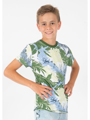 Blue Effect Shirt groen/lichtblauw/crème