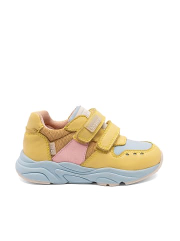 bisgaard Leder-Sneakers in Gelb/ Hellblau