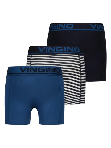 Vingino 3er-Set: Boxershorts in Blau/ Dunkelblau/ Weiß