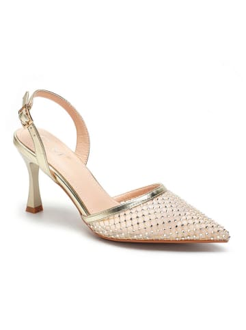 C'M Slingpumps beige/goudkleurig
