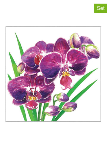 ppd 2er-Set: Servietten "Orchidea" in Lila/ Grün - 2x 20 Stück
