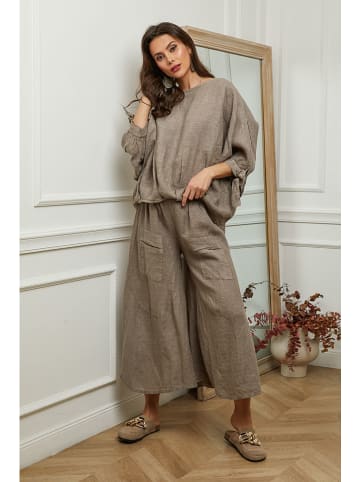 Plume Leinen-Bluse "Jet" in Taupe