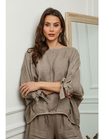 Plume Leinen-Bluse "Jet" in Taupe