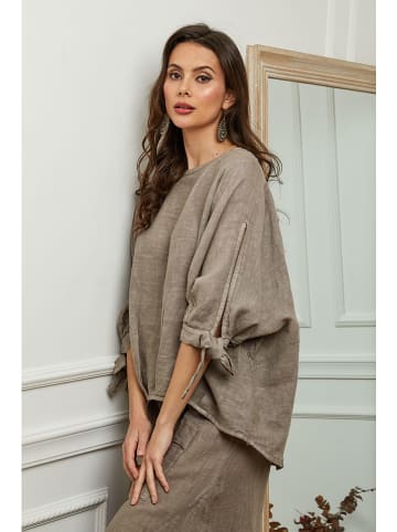 Plume Leinen-Bluse "Jet" in Taupe
