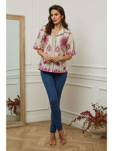 Plume Bluse "Boutik" in Beige/ Pink