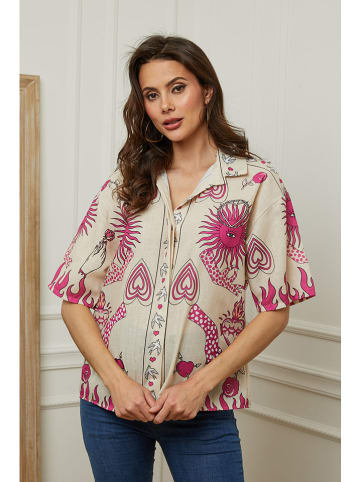 Plume Bluse "Boutik" in Beige/ Pink