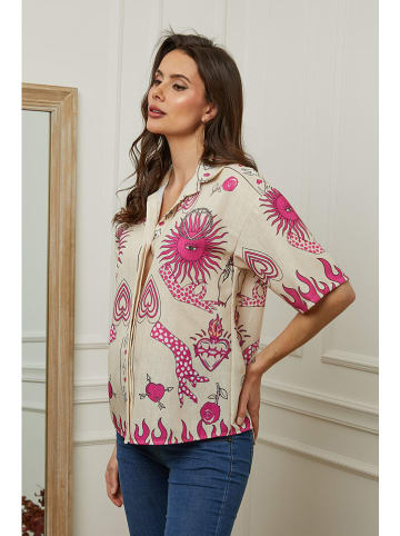 Plume Bluse "Boutik" in Beige/ Pink