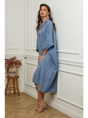 Plume Linnen jurk "Dyana" blauw