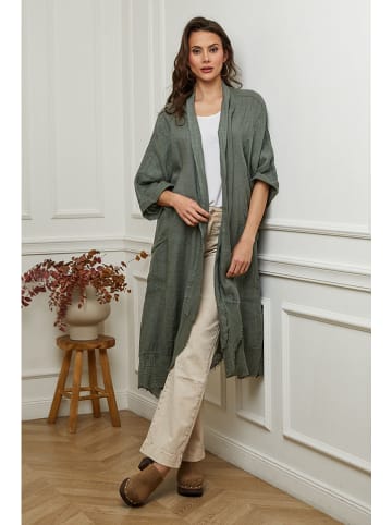 Plume Leinen-Cardigan in Khaki