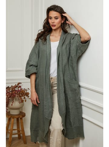 Plume Leinen-Cardigan in Khaki