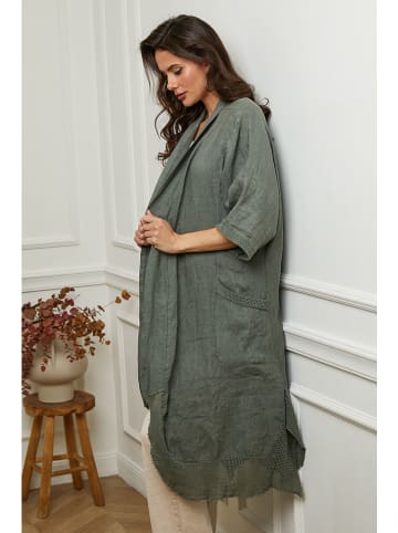 Plume Leinen-Cardigan in Khaki