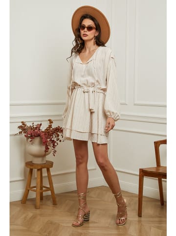 Plume Kleid "Bichi" in Beige/ Weiß