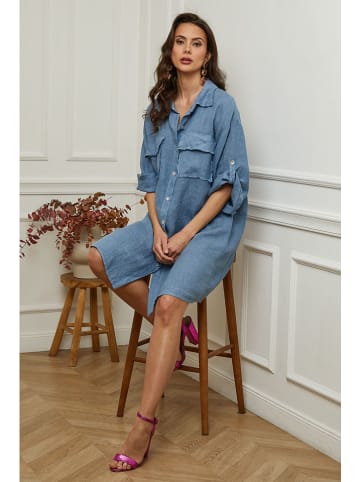 Plume Leinen-Kleid "Calizia" in Blau