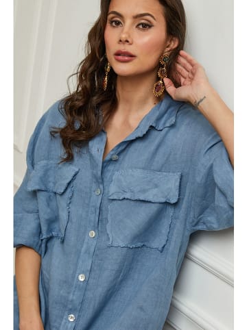 Plume Leinen-Kleid "Calizia" in Blau