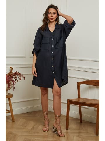 Plume Leinen-Kleid "Calizia" in Dunkelblau