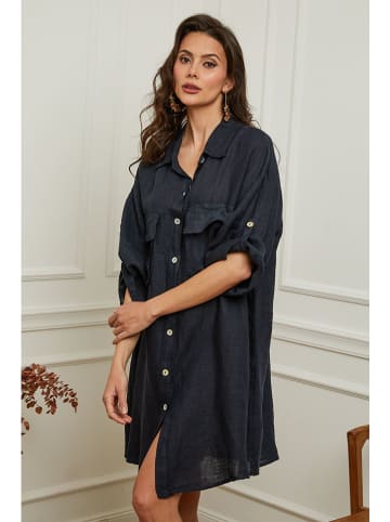 Plume Leinen-Kleid "Calizia" in Dunkelblau