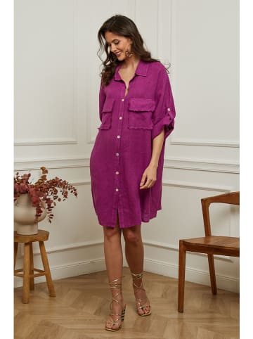 Plume Leinen-Kleid "Calizia" in Beere