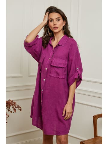 Plume Leinen-Kleid "Calizia" in Beere