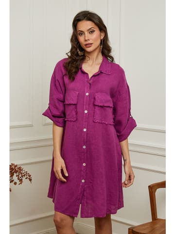 Plume Leinen-Kleid "Calizia" in Beere