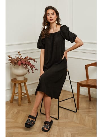 Plume Leinen-Kleid "Fric" in Schwarz