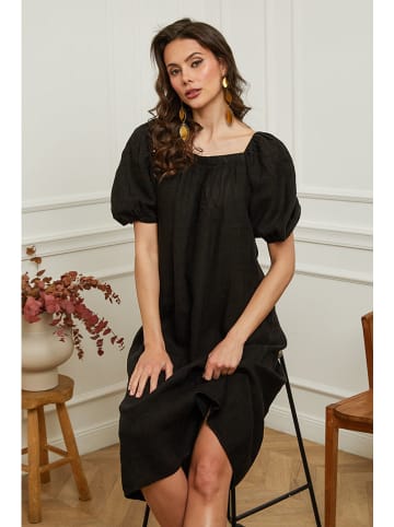 Plume Leinen-Kleid "Fric" in Schwarz