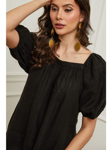 Plume Leinen-Kleid "Fric" in Schwarz