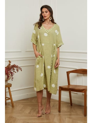 La Compagnie Du Lin Leinen-Kleid "Iloula" in Hellgrün