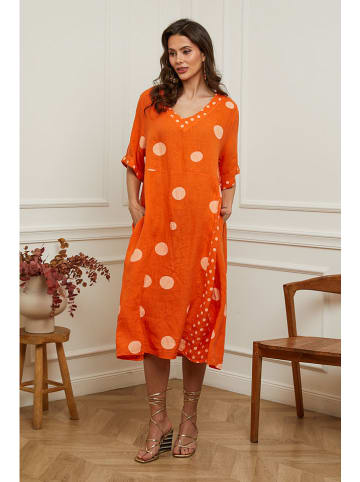 La Compagnie Du Lin Leinen-Kleid "Iloula" in Orange