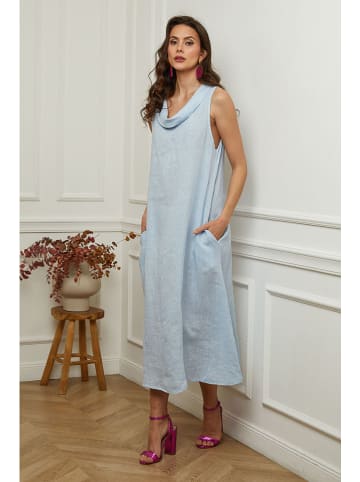 La Compagnie Du Lin Leinen-Kleid "Imenn" in Hellblau