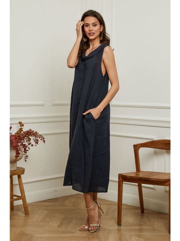 Plume Leinen-Kleid "Imenn" in Dunkelblau