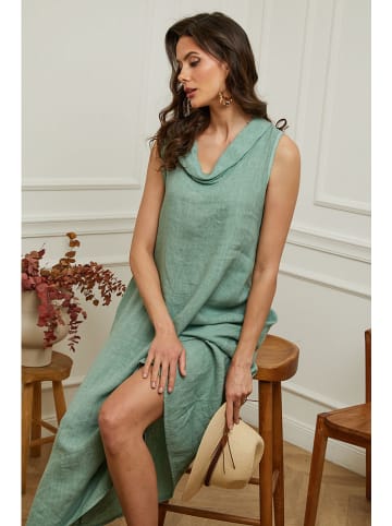 La Compagnie Du Lin Leinen-Kleid "Imenn" in Grün