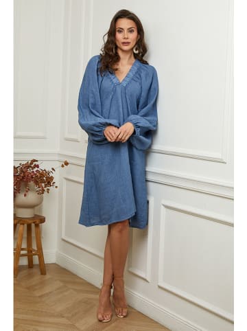 Plume Leinen-Kleid "Rayms" in Blau