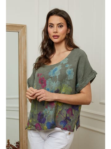 Plume Lniana bluzka "Cantik" w kolorze khaki