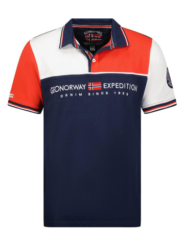 Geographical Norway Koszulka polo "Kondo" w kolorze czerwono-biało-granatowym