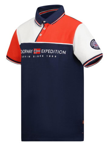 Geographical Norway Koszulka polo "Kondo" w kolorze czerwono-biało-granatowym