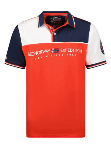 Geographical Norway Poloshirt "Kondo" rood/wit/donkerblauw