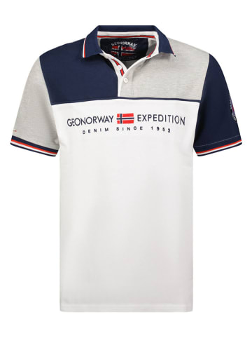 Geographical Norway Poloshirt "Kondo" lichtgrijs/wit/donkerblauw