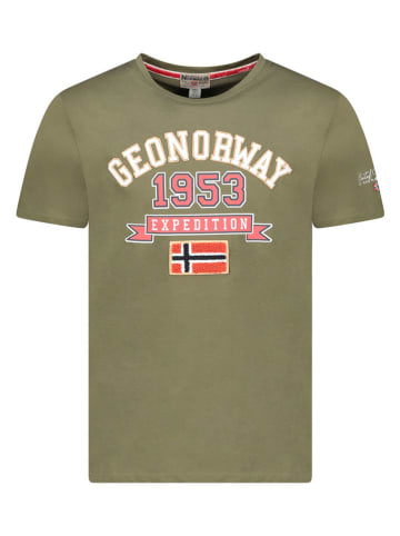 Geographical Norway Koszulka "Jollegio" w kolorze khaki