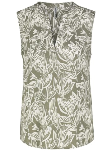 Fresh Made Blusentop in Khaki/ Weiß