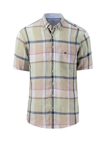FYNCH-HATTON Leinen-Hemd - Regular fit - in Beige/ Grün