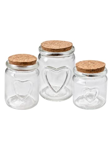 Clayre & Eef 2er-Set: Vorratsgläser in Transparent/ Hellbraun - (H)10 x Ø 7 cm