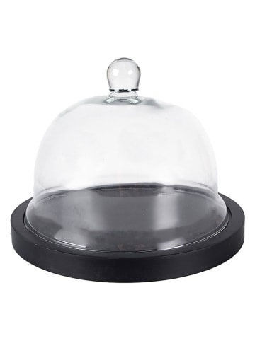 Clayre & Eef Glasglocke in Transparent/ Schwarz - (H)17 x Ø 23 cm
