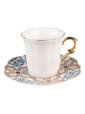 Clayre & Eef Kaffeetasse in Weiß/ Rot/ Blau - 95 ml