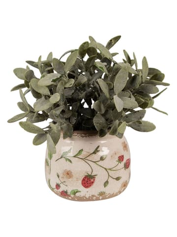Clayre & Eef Blumentopf in Beige/ Rot - (H)10 x Ø 12 cm