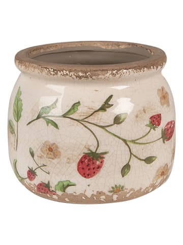 Clayre & Eef Blumentopf in Beige/ Rot - (H)10 x Ø 12 cm