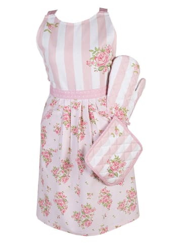 Clayre & Eef Kochschürze in Weiß/ Rosa - (L)70 x (B)85 cm