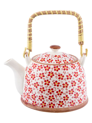 Clayre & Eef Theepot wit/rood - 700 ml