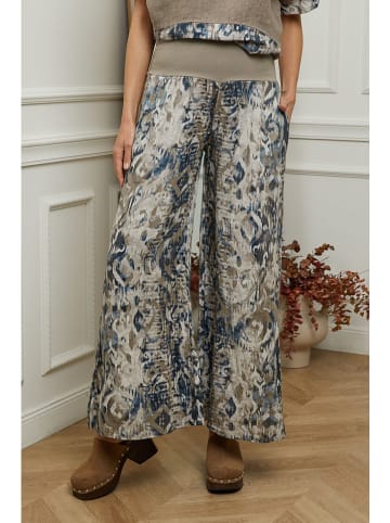 Plume Linnen broek "Jasmina" taupe/blauw