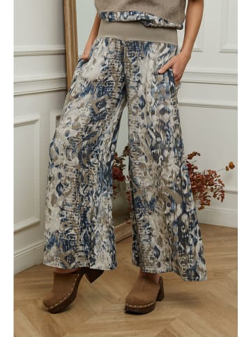 Plume Leinen-Hose "Jasmina" in Taupe/ Blau